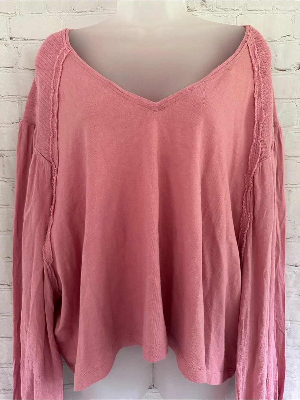 Free People Pink V-Neck Lightweight Sweatshirt